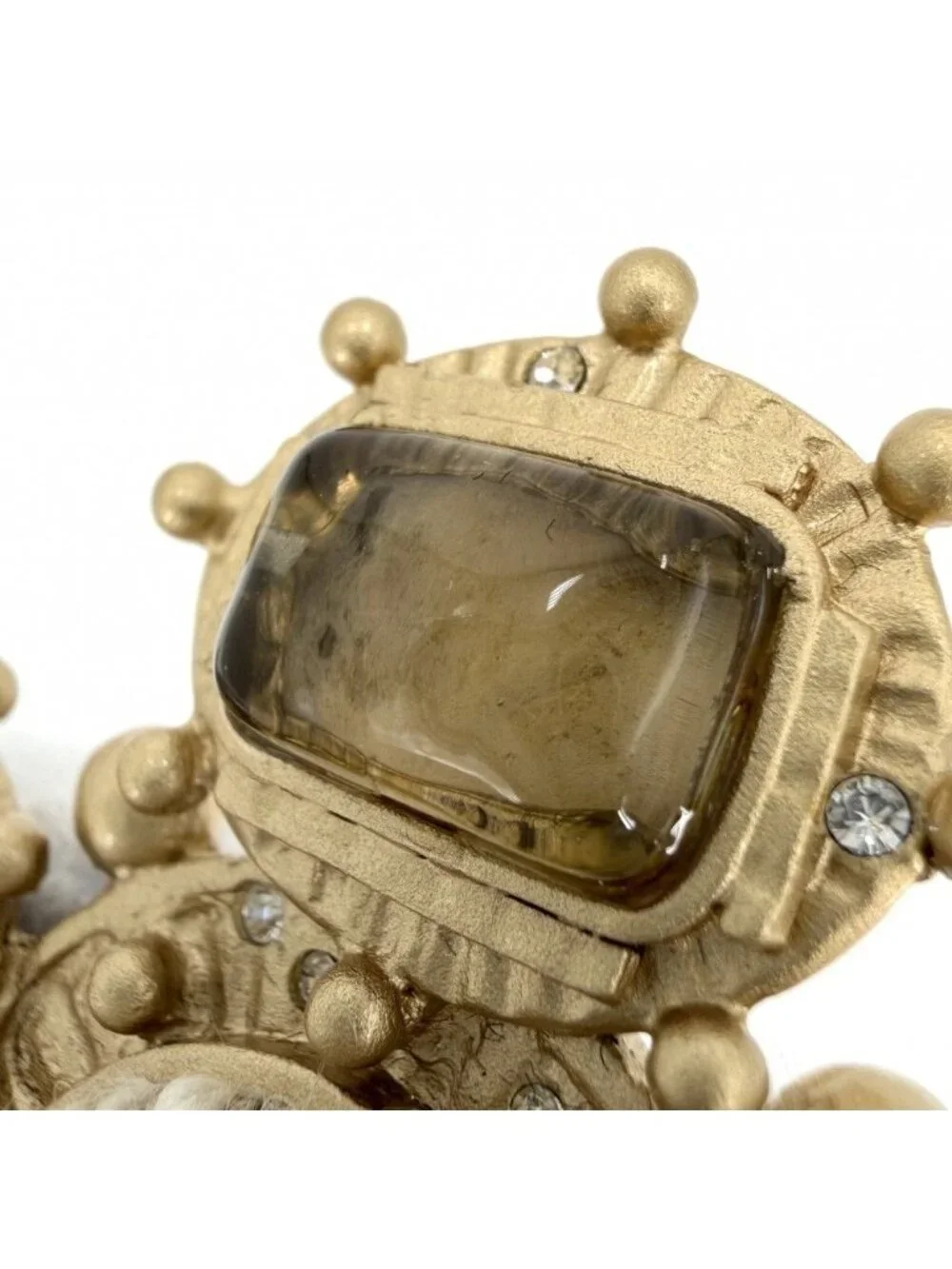 Chanel Big Brooch CC Logo Tweed Bijou Faux Pearl Rhinestone